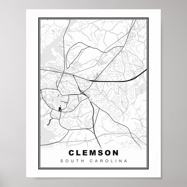 Póster Mapa de Clemson (Frente)