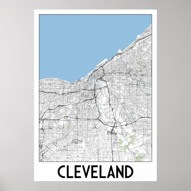 Póster Mapa de Cleveland (Frente)