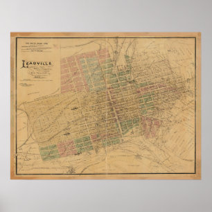 Póster Mapa de CO de Leadville Vintage (1895)