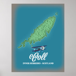 Póster Mapa de Coll Inner Hebrides Scotland