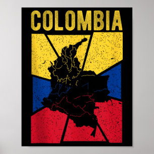 Póster Mapa de Colombia Bandera Patriota Expatriado Nacio