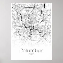 Póster Mapa de Colón - Ohio - Poster del Mapa de la Ciuda