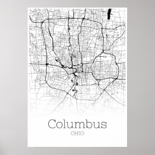 Póster Mapa de Colón - Ohio - Poster del Mapa de la Ciuda