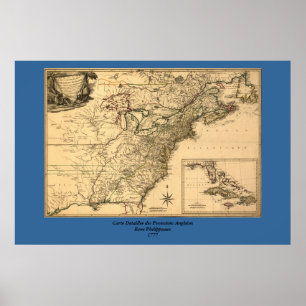 Póster Mapa de colonias americanas de 1777 de Phelippeaux