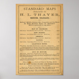Póster Mapa de Colorado en Thayer