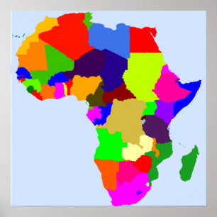 Póster Mapa de colores de África Poster - en blanco