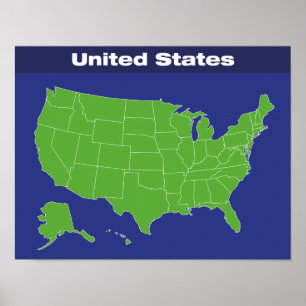 Póster Mapa de colores de Estados Unidos