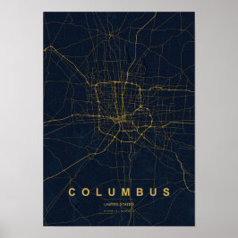 Póster Mapa de Columbus Ohio Estilizado | Moderno Destaca