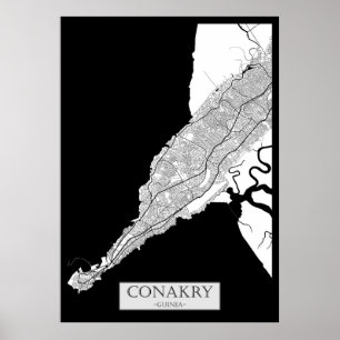 Póster Mapa de Conakry Guinea