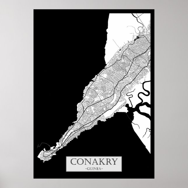Póster Mapa de Conakry Guinea (Frente)