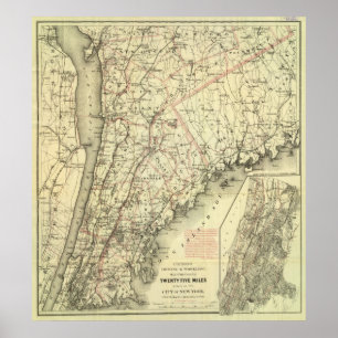 Póster Mapa de Conducción y Ruedas de Colton de Estados U