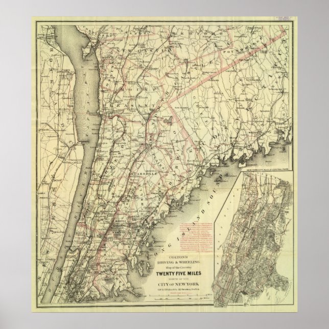 Póster Mapa de Conducción y Ruedas de Colton de Estados U (Frente)