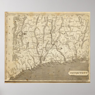 Póster Mapa de Connecticut por Arrowsmith