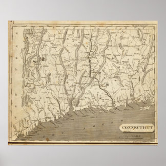 Póster Mapa de Connecticut por Arrowsmith