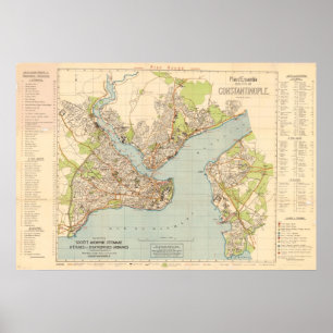 Póster Mapa de Constantinopla de 1922 - Estambul, Turquía