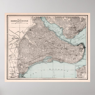 Póster Mapa de Constantinopla Vieja (1893) Antigua Estamb