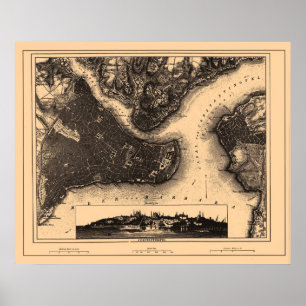 Póster Mapa de Constantiople Estambul, circa 1890 - 1907