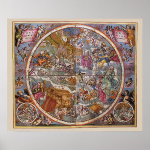 Póster Mapa de constelaciones cristianas, cielos del sur