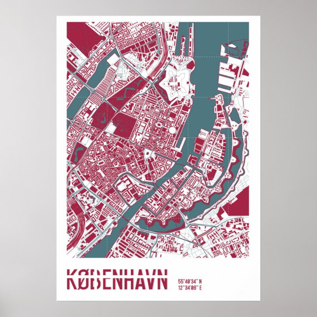 Póster Mapa de Copenhague RB (Frente)