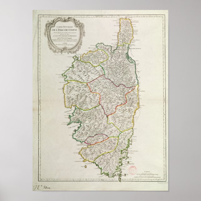 Póster Mapa de Córcega (Frente)