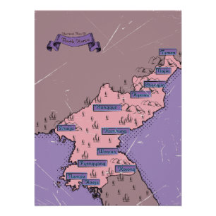 Póster Mapa de Corea del Norte