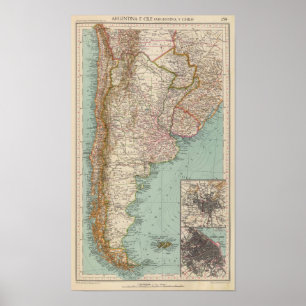 Póster Mapa de cosecha América del Sur Poster Argentina