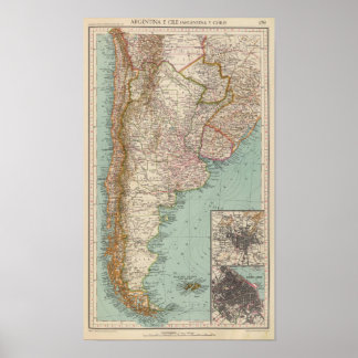 Póster Mapa de cosecha América del Sur Poster Argentina