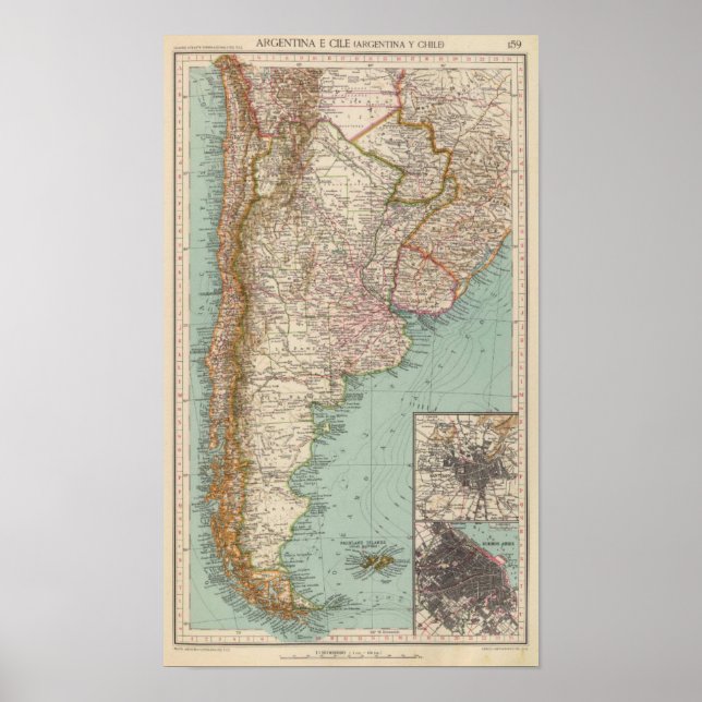Póster Mapa de cosecha América del Sur Poster Argentina (Frente)
