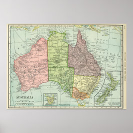 Póster Mapa de cosecha de Australia y Nueva Zelanda