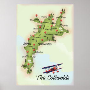 Póster Mapa de cosecha de Cotswolds