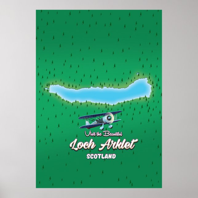 Póster mapa de cosecha de loch Arklet mapa de Escocia vin (Frente)