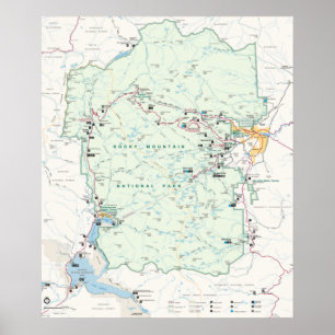 Póster Mapa de cosecha de vintage de Rocky Mountain NP