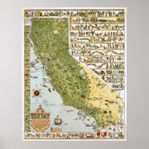 Póster Mapa de cosechas de California