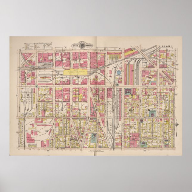 Póster Mapa de cosechas de Indianápolis Indiana (1916) (Frente)
