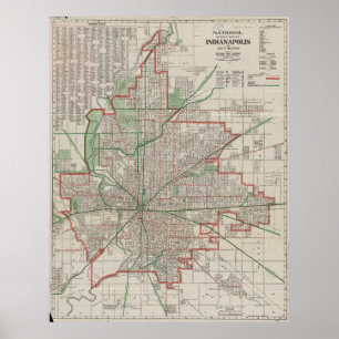 Póster Mapa de cosechas de Indianápolis Indiana (1921)