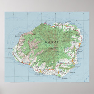 Póster Mapa de cosechas de Kauai