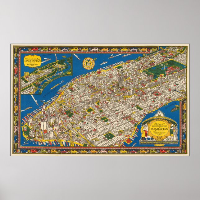 Póster Mapa de cosechas de Manhattan de 1920 (Frente)