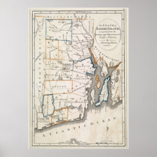 Póster Mapa de cosechas del estado de Rhode Island
