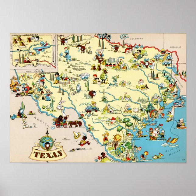 Póster Mapa de cosechas divertidas de Texas (Frente)