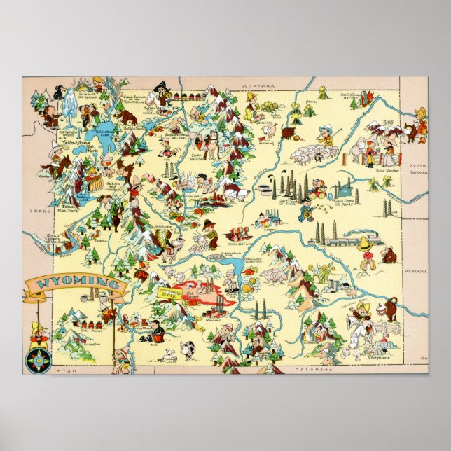 Póster Mapa de cosechas divertidas de Wyoming (Frente)