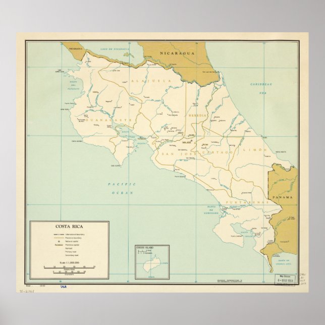 Póster Mapa de Costa Rica (1963) (Frente)