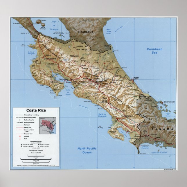 Póster Mapa de Costa Rica (1991) (Frente)