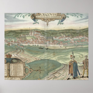 Póster Mapa de Cracovia, de 'Civitates Orbis Terrarum' po