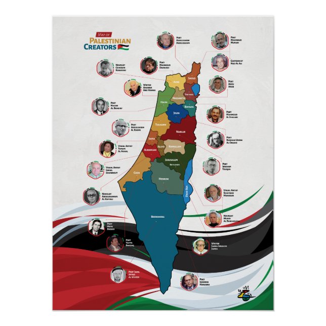 Póster Mapa de creadores palestinos (Anverso)