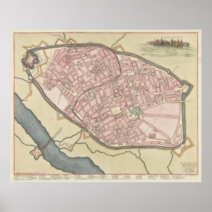 Póster Mapa de Cremona Vintage Italia (1702)