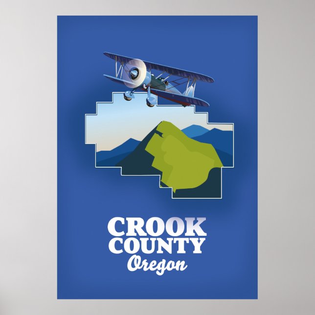 Póster Mapa de Crook County Oregon (Frente)