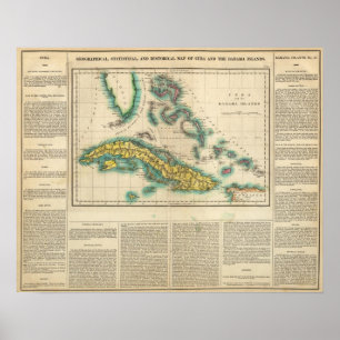 Póster Mapa De Cuba Y Las Islas Bahama