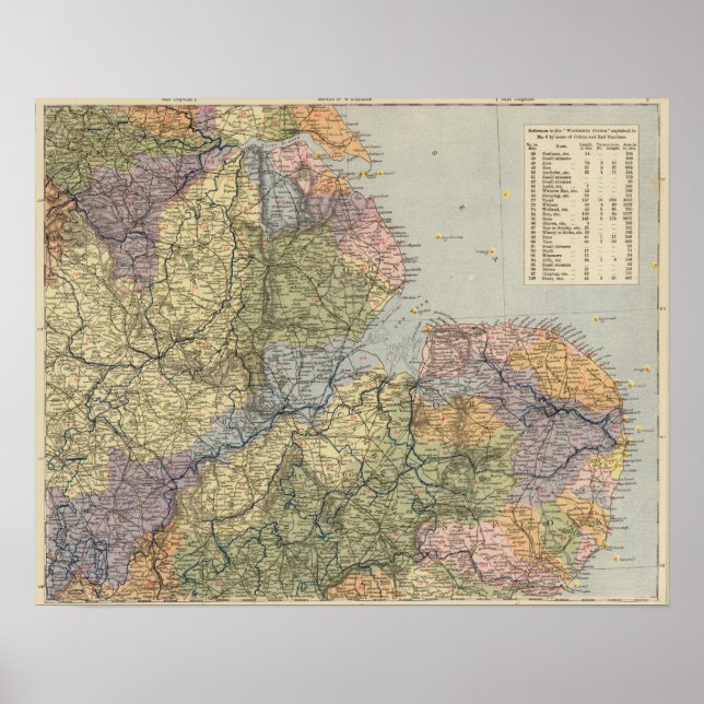 Póster Mapa de cuencas hidrográficas Inglaterra, Gales 4 (Frente)