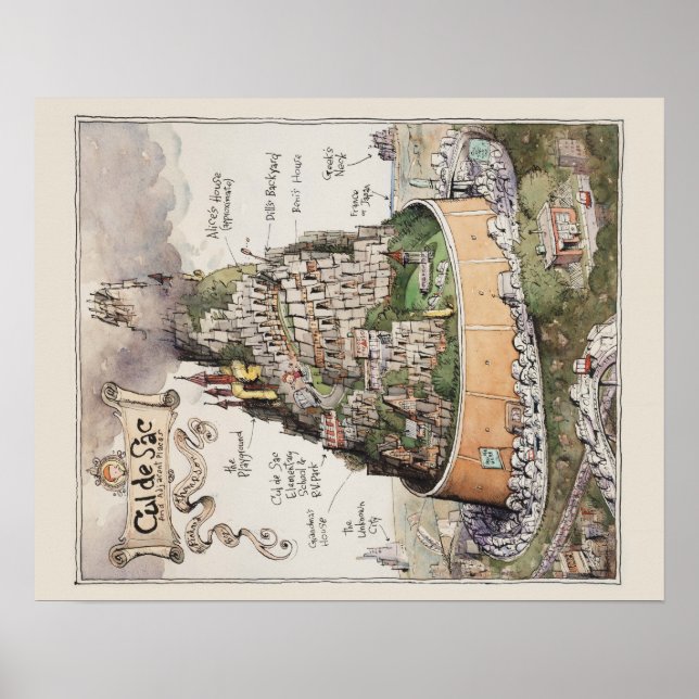 Póster Mapa de Cul de Sac y sitios adyacentes (Frente)