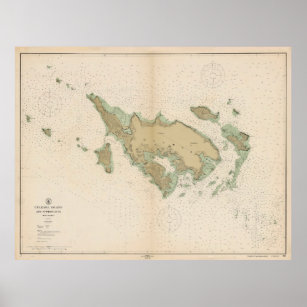 Póster Mapa de Culebra Vintage Puerto Rico (1914)